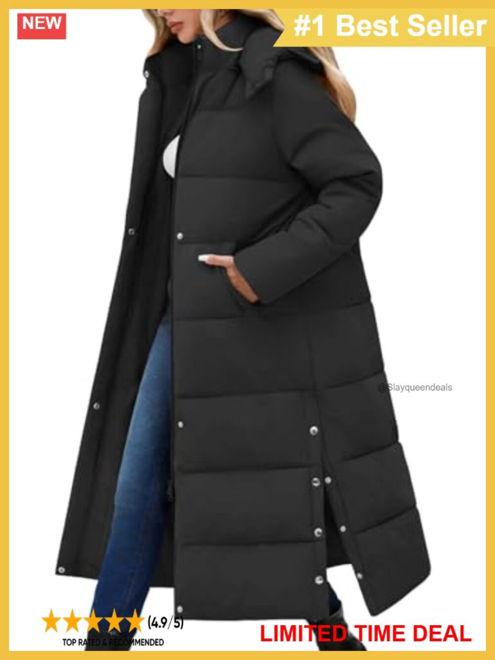 Women's Long Maxi Down Puffer Jacket Waterproof Fleece Lined Winter Coat